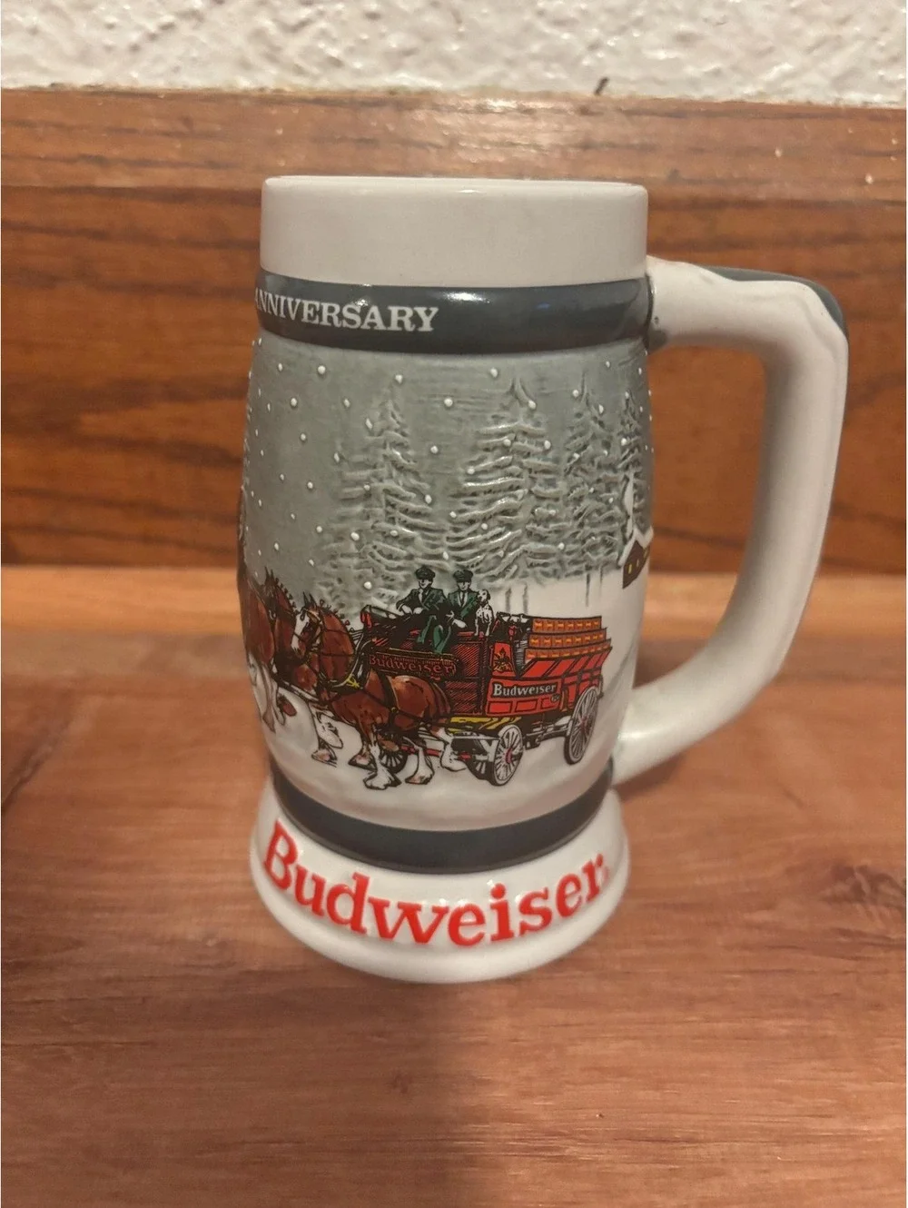 Budweiser Holiday Clydesdales 50th Anniversary  Beer Stein EUC